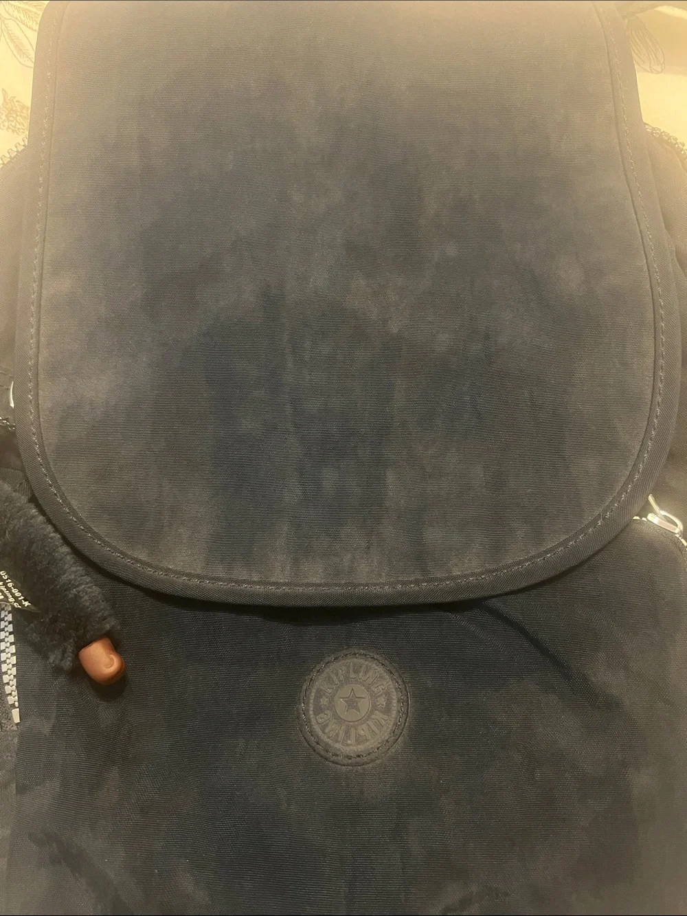 Kipling Dark Blue compact Backpack with Monkey Charm
